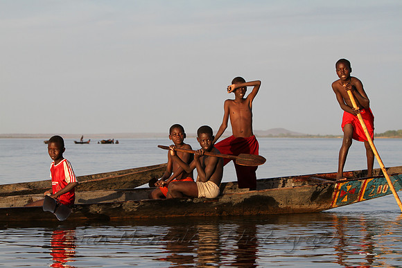 Kids on Niger River, Mali