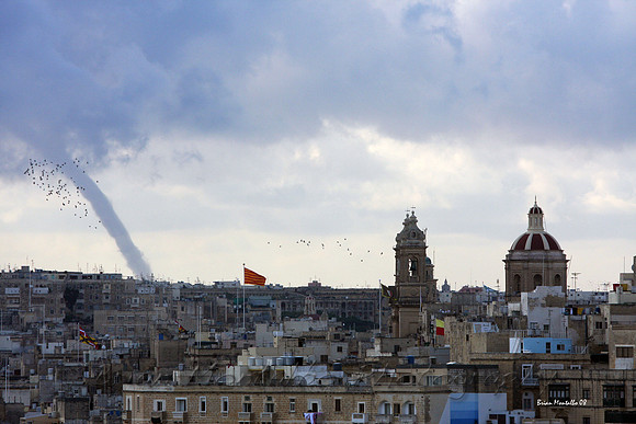 Malta. Tornado sweeping across the capital.