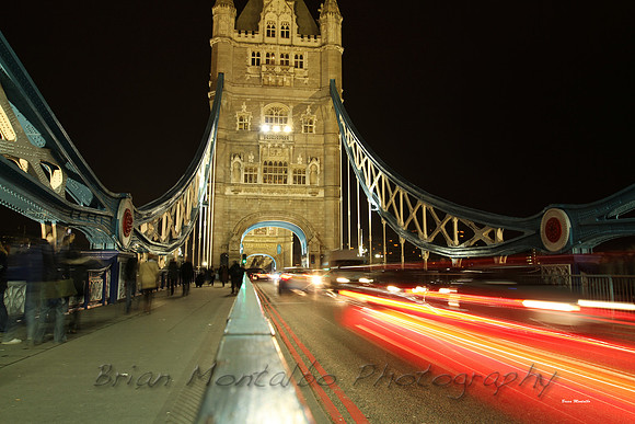 Tower Bridge, London.  Nighttime movement.