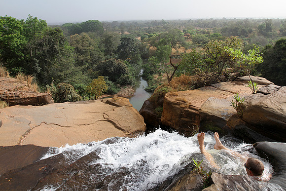 Amazing natural tub in Burkina Faso waterfall.