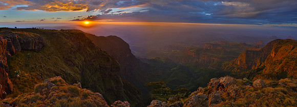 Home of the rare Geladas.  Scene on ridge to the right.  Highlands of Ethiopia