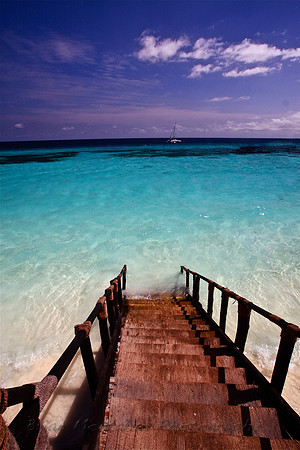 Stairs on Island of Zanzibar. Imagine yourself walking down this on a cold winter night!